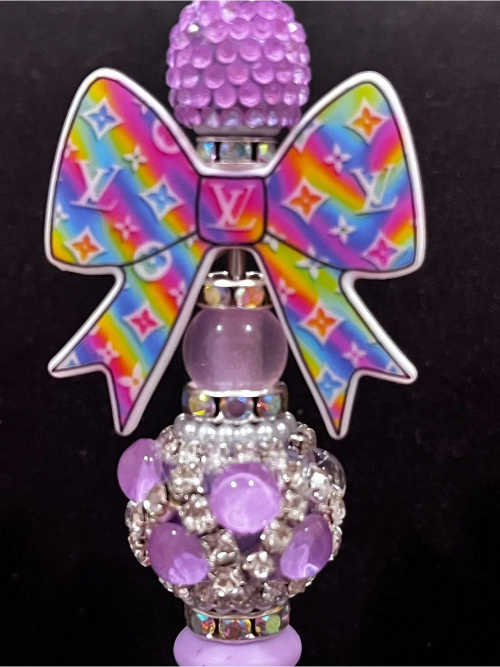 Designer inspired silicone Bow focal fancy beaded pen